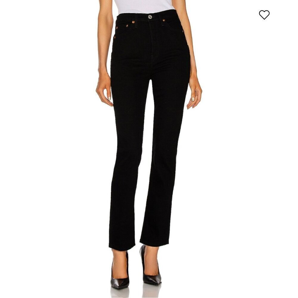 RE/DONE High-Rise Straight Jeans ,Size 29, Black Washed N57